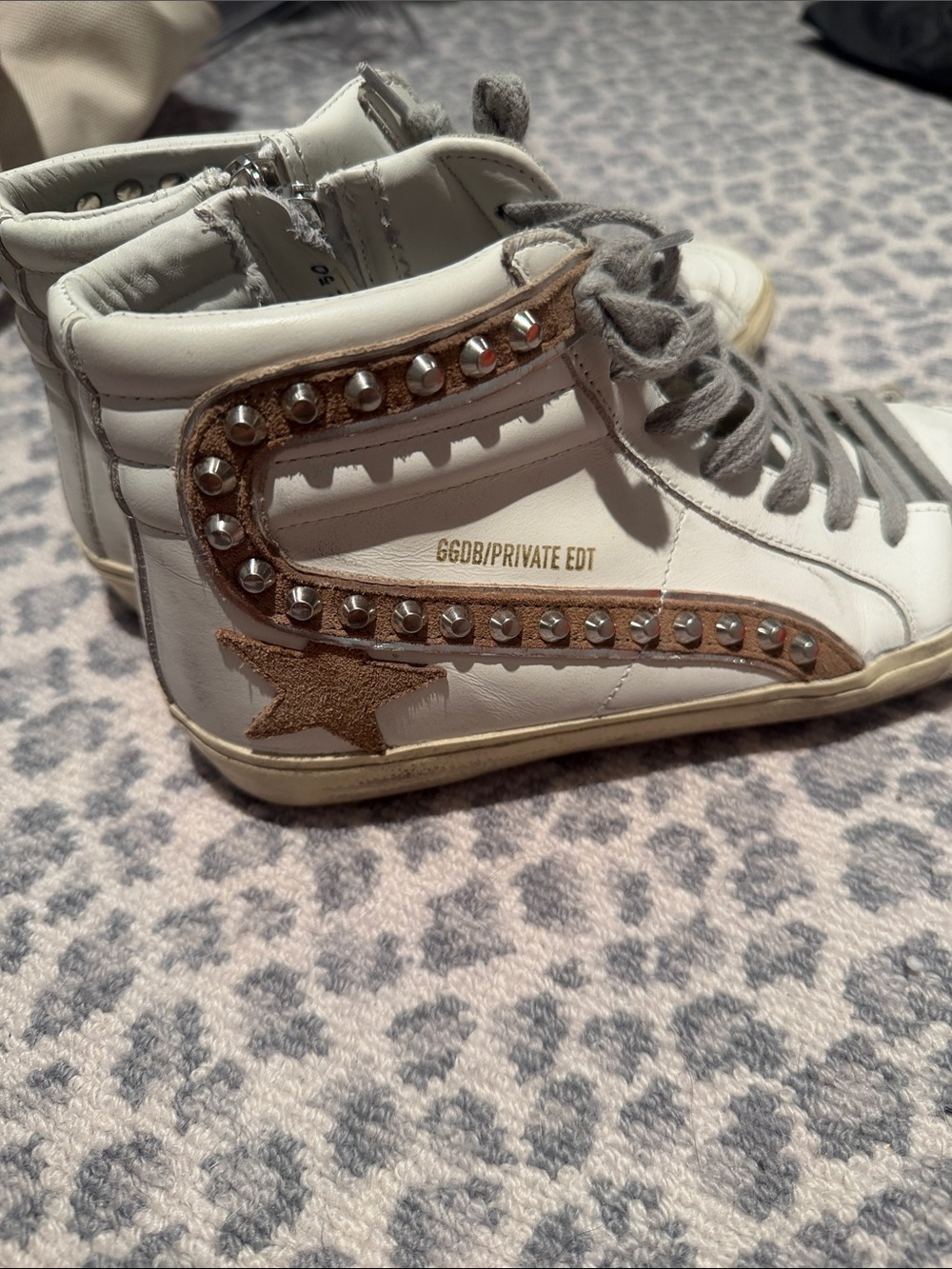Golden Goose Brown Suede and Studded High-Top Sneakers Size 38 - Picture 4 of 6